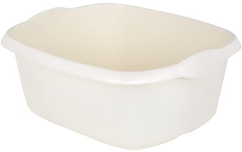 FotoStation High Grade Plastic 39cm Rectangular Bowl Kitchen Sink, Basin Mixing, Washing Up Bowl Tidy Organizer (Soft Cream)