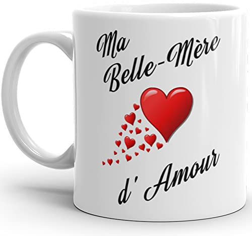 Kalféa Mug belle mère d'amour je t'aime tasse belle maman haute Qualité avec coeurs Idée Cadeau Originale Famille anniversaire noel fete réalisé en France
