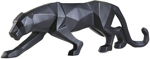 Zap Impex Abstrakte Schwarze Leoparden-Skulptur, handgeschnitztes Tierharz, Moderne Heimdekoration, Tierstatue, Kunsthandwerk