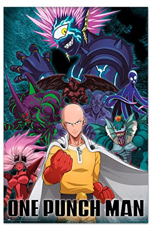 Anime Poster - Poster One Punch Man Saitama vs Villain - Deko Wohnzimmer oder Deko Schlafzimmer - Deko Wohnzimmer - Größe : 61 x 91 - Anime Deko - Anime Merch - Anime Geschenke