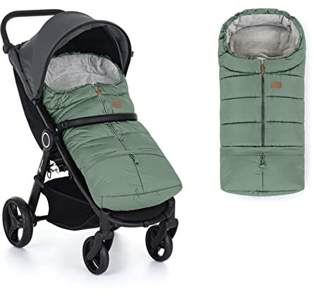 Petite&Mars Schlafsack für Kinderwagen JIBOT * Fußsack * Winterschlafsack für Kinderwagen, Buggy und Autositz * Warrm * Wasserdicht * Winddicht (Pale Eucalypt)