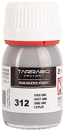 Tarrago Pintura para zapatos gris SNK, bote de 25 ml, con pincel y esponja, para piel lisa, piel sintética o lona