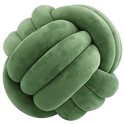 Knot Oreiller en peluche tissé à la main - Coussin noué à la main - Coussin noué doux - Coussin noeud boule - Décoration de lit - 35 cm - 14