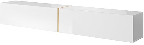 Selsey TV Schrank Board Sideboard Fernsehtisch Fernsehschrank 200 cm Hängend Weiß Gold Bisira