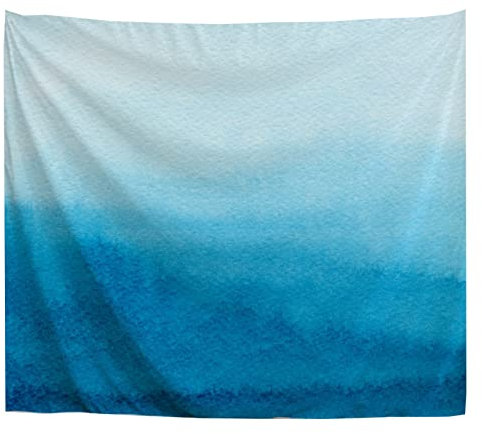 A.Monamour Wandteppiche Wanddekor Tuch Aquarell Farbverlauf Blauer Hintergrund Abstrakte Kunst Bild Stoff Wandtuch Wandbehang Wandkunst Wandbilder für Schlafzimmer Schlafsaal Wohnzimmer 180x200cm