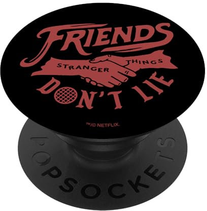 Stranger Things Friends Don't Lie Text Handshake PopSockets mit austauschbarem PopGrip
