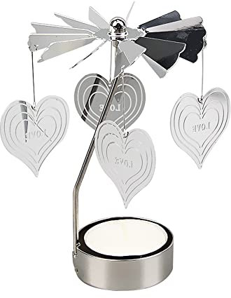 LIEBE Herzen Teelicht Karussell Glas Teelichthalter Gold Teelichtglas Rotierender Kerzenhalter Eisen Metall Kerzenständer für Valentinstag Deko Geschenk Hochzeit Dekoration Wohnzimmer Tischdeko