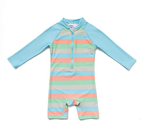ADAVERANO Baby Jungen Sonnenanzüge UV50+ Badebeklideung Wimsuit Mit Sonnenhut.(Graue und Blaue Streifen,86-92Cm)