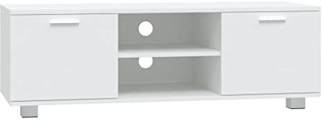 vidaXL TV Schrank TV Möbel Lowboard Fernsehschrank TV Tisch Beistellschrank HiFi-Schrank mit 4 Fächern Weiß 120x40,5x35cm Holzwerkstoff