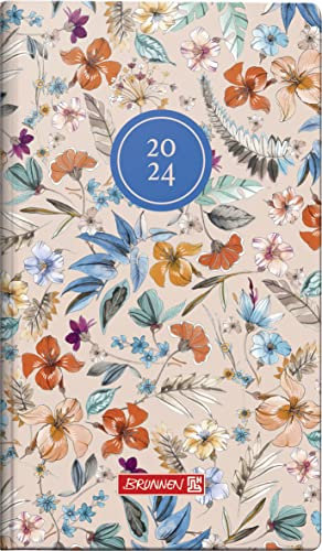BRUNNEN Wochenkalender „Botanical“ Modell 756 2024 2 Seiten = 1 Woche Blattgröße 8,7 x 15,3 cm bunt