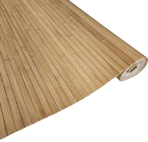 amaZulu Inc. Natural Bamboo Paneling - Flexible Wall Cladding Panels for Living Room Decor, Ceiling Tiles, and Outdoor Kitchens - Renewable Resource, Home Decor, 32 sq ft Coverage, 4’x8’, Caramel