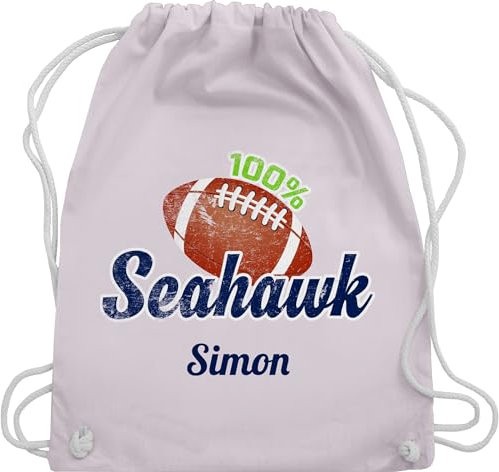Turnbeutel Rucksack - Geschenke - American Football Geschenk 100% Seahawk mit Name personalisiert Superbowl - Unisize - Pastell Rosa