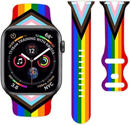 LGBT Watch Band Compatible with Apple Watch Band 38mm 40mm 41mm 42mm 44mm 45mm 49mm for Women Men,Soft Silicone Waterproof Strap Compatible with iWatch Apple Watch Series 8 7 6 5 4 3 2 1