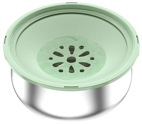 Stouchi Wassernapf für Hunde, Kein Verschütten Edelstahl Wassernapf für Hunde,Große Kapazität Hundenäpfe, Langsame Trinkwasserspender, Anti-Rutsch getragene Reise Katzen,Grün
