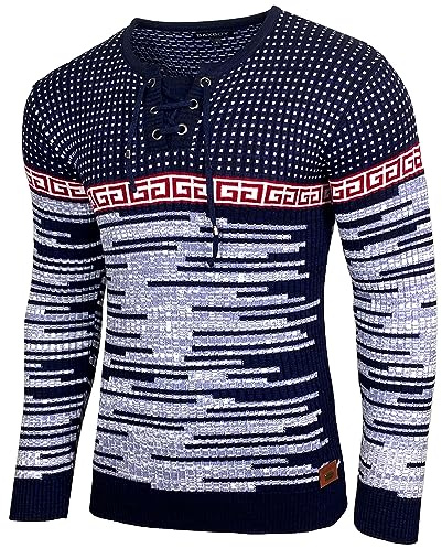 Baxboy Herren Strick-Pullover Rundhals | Männer Winter-Pullover | stylischer Strick-Pulli Basic Longsleeve Sweatshirt Sweater BB-52156