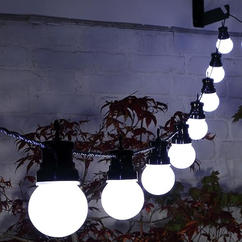 NOMA Traditional Festoon Lights with Black Cable, 20 White Bulbs