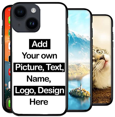 SAMAR Personalised Phone Case for iPhone 15 Plus, Add Your Text, Picture, Logo on Bumper back Cover