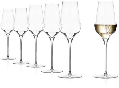 Stölzle Lausitz Champagner Glas Cocoon/Elegantes Champagner Gläser Set 6-teilig/Hochwertige Sektgläser aus Kristallglas/Aperitif Gläser/Prosecco Gläser extravagant/Sektflöten Glas