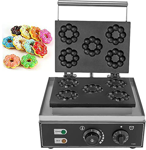 Commercial 5 Holes Waffle Donut Machine, 1500W Double-Sided Electric Doughnut Maker Non-Stick Plum Flower Iron Waffle Maker for Making Breakfast Lunch & Snacks