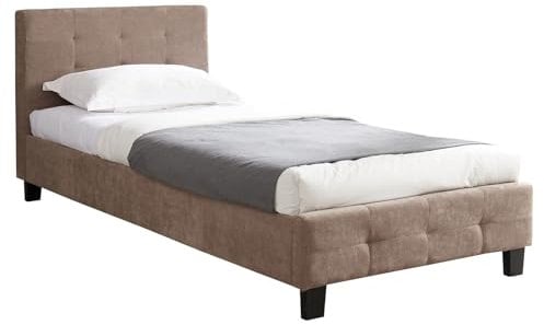 IDIMEX Polsterbett GIAVENO inklusive Lattenrost, Einzelbett 90x200 cm Liegefläche in beige, Betgestell aus Kiefernholz mit schwarzen Kunststoffbeinen