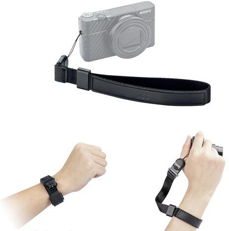 JJC Camera Wrist Strap with Quick Release, Hand Strap Lanyard for Sony DSC-RX100 VII VI RX100M7 RX10 III II HX99 WX500 WX350 for Ricoh GR IIIx III II Point and Shot Cameras, Black