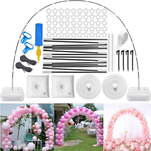 Ballonbogen Ständer Set, 2.5x3M Wiederverwendbar Ballonbogen Gestell mit Fuß, Hochzeitsbogen Luftballons Girlande, Luftballon Bogen Gestell für Hochzeit, Babyparty, Geburtstag, Partyzubehör