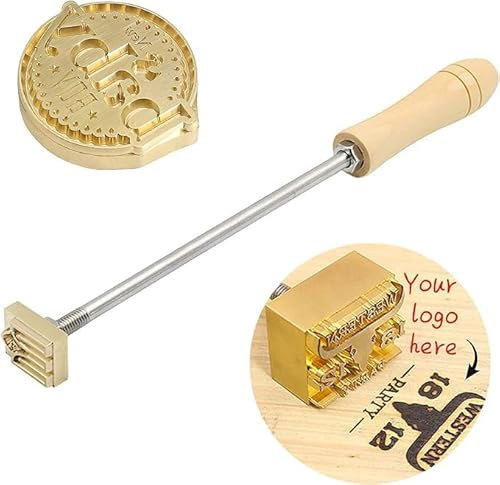 Benutzerdefinierte Holz Branding Eisen personalisiert Leder Branding Stempel Kuchen Burger Fleisch Brander personalisiert, gerade/biegen Pole (gebogen, S)