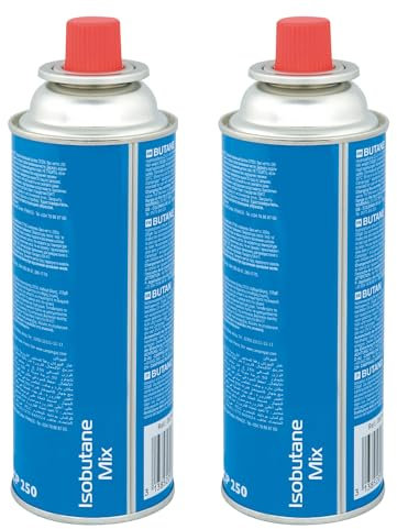 KROWN - Pack de 2 Cartuchos de Gas Butano Camping GAZ 227g para Hornillos Quemadores, Cartucho de Gas para Camping CPZ-250, Bombonas Mezcla Isobutano (2 Cartuchos)