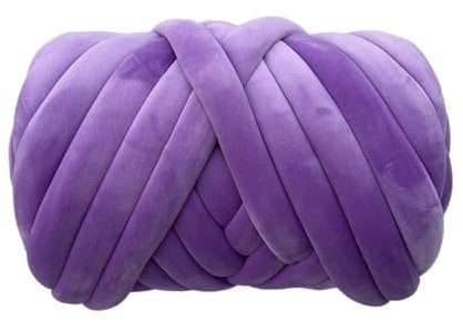 Armstrickgarn, 1 kg, Samt, dick, super sperrig, grobes Garn, Handstrickgarn, gewebter Faden, Korb, Decke, Teppiche, riesiges Garn, DIY, Arm-Handstrickdecke (Farbe: Lila, 1 kg)
