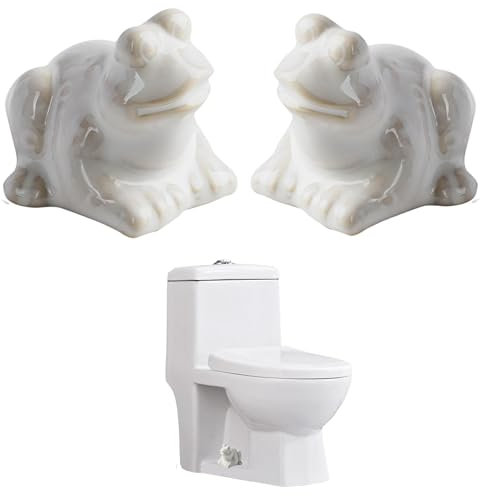 Dekorative Frosch-WC-Bolzenabdeckungen, weiße Keramik, 2 Stück, Badezimmer-Zubehör (weiß)