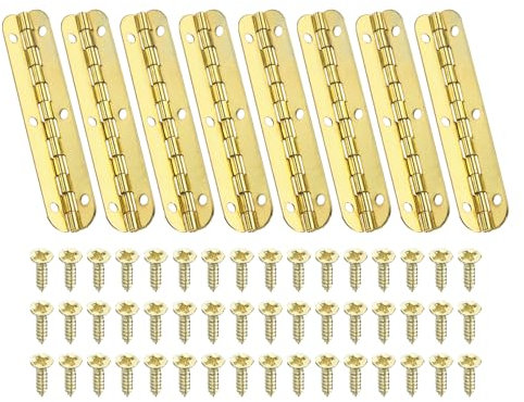 PATIKIL Small Piano Hinge 2.6 x 0.6, 8 Pack Mini 90-Degree Jewelry Box Hinges with Screw for Jewellery Wooden Boxes, Gold