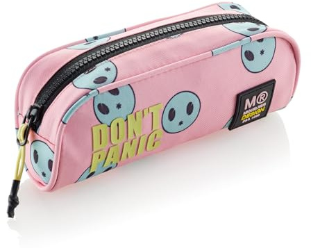 Miquelrius Federmäppchen mit einem Fach, Schulmäppchen, Reißverschluss aus robustem Kunststoff, Metallgriff, Federmäppchen, 193 x 85 x 60 mm, Don't Panic