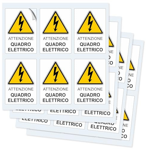 Pubblimania 24 Etichette adesive Quadro Elettrico in PVC - Etichette di servizio (24 Quadro Elettrico)