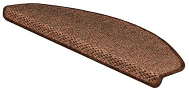 casa pura Stufenmatte in Sisal Optik | Treppen-Teppich Flachgewebe mit Tiger-Eye-Struktur robuster Treppenschutz | 65x23,5 cm | halbrund | einzelne Treppenstufen Matte, Braun, 15 Stück Kalkuta