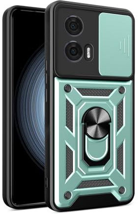 JNERBUYI Hülle für Motorola Edge 50 Fusion 5G Schutzhülle mit 360°Ring und Objektiv Cover, Stoßfeste Handyhülle mit Magnet Ständer, Bumper Robuste Hülle. Grün