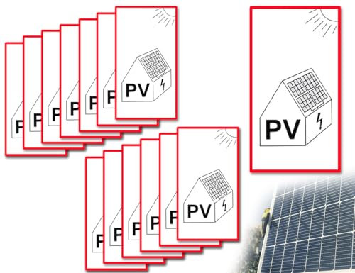 Lhbwhiz Confezione da 13 adesivi per impianti fotovoltaici,scritta Impianti fotovoltaici/batteria Pellicola autoadesiva per cartelli fotovoltaici Impianti fotovoltaici(10 x 19 cm)