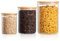 Amisglass Glass Storage Containers with Wooden Lids,Airtight Canister for Kitchen Countertop Set of 3,Glass Jars Store Sugar Sugar,Tide Pods,Dry-Goods,Noodles,Herbs and Spices