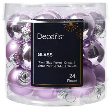 Weihnachtskugeln Glas 2,5cm 24 Stück - matt & glänzend - Mini Christbaumkugeln Weihnachtsbaumkugeln für Weihnachten - Christbaumschmuck & Weihnachtsbaumschmuck - Helllila