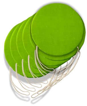 6 cojines redondos para silla de cocina desenfundables, cojines para sillas de salón – Cojines de silla con lazos, fabricados en Italia, grosor 3 cm, decoración del hogar (verde manzana, diámetro 35