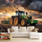 Papier Peint Panoramique Tracteur, Intissé Tapisserie Poster Mural Jaune Vert, Décoration Murale 200 x 140 cm pour Fresque Murale 3D HD, pour Salon Chambre Cuisine