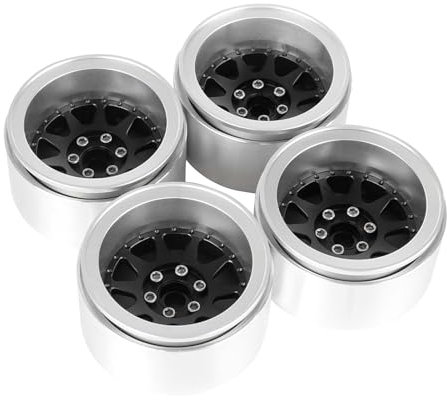 KEEDA Negative Einpresstiefe 10mm Alufelgen 2,2 Beadlock Felgen für SCX10 RR10 TRX4 VS4-10 Gen8 1/10 RC Crawler Car (B, Schwarz)