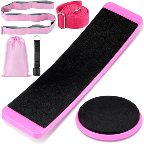 5 Stück Turning Board Ballett Ausrüstung enthalten Ballett Turning Board Eiskunstlauf Spinner Bein Stretching Straps Rosa Kordelzug Tasche Tanzausrüstung Board für Tänzer Yoga Valentinstag Geschenk