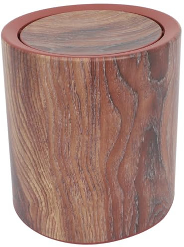 MAGICLULU Wood Grain Pedal Trash Can with Lid Medium Size, Imitated Wood Bathroom Waste Bin for Office Home Bedroom, Swing Top Garbage Container with Dustbin Cover