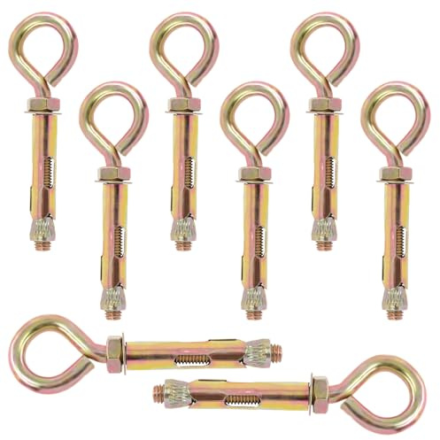 Swpeet Wall Concrete Brick Expansion Screws Closed Hook Bolts (M12) 8Pcs M12 Gewinde Wand Beton Ziegel Expansion Schrauben Geschlossener Ankerhaken, Expansion Eyebolt Schrauben Bolzen