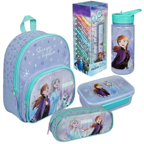 Sac à dos de maternelle La Reine des Neiges - Personnalisable avec nom - Ensemble sac à dos pour enfant, Set 3 - Kit complet