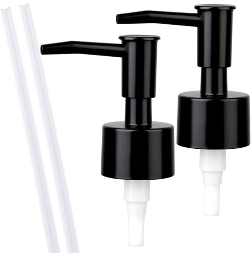 2 Pack Soap Dispenser Pump Replacement Top Dispenser Pumps Refill Dispensers Hand Soap Dispensers Soap Pump Replacement Jar Pump Dispenser Lid for Lotion Glass Mouth Bottles, Black