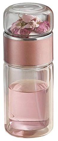 Infusifie Tea Infuser, 280/350/420 ml Glass Tea Infuser Bottle, Double-Walled Water Bottle, Tea and Water Separating Tea Bottle, Portable Travel Tea Cup with Stainless Steel Filter