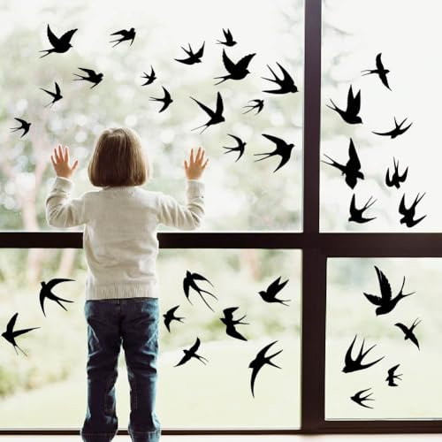 SUPERDANT Wandtattoo Mit Fliegenden Schwalben Wandsticker Schwalbenmotiv Vinyl Wandsticker Kunst Wand Schwarzer Vogel DIY Wandaufkleber Für Schlafzimmertür Schlafzimmer DekorGeschenke Vogelliebhaber