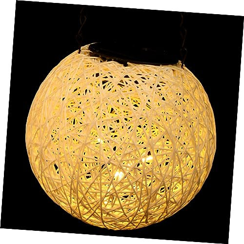 Happyyami 1Stk Kugellampe aus Rattan feenlampe lichterketter hanglamp outdoor lichter solar light Umgebungslicht Solar-Außenleuchte Lichtkugel aus Kunststoff Elektronisches Bauteil Yellow