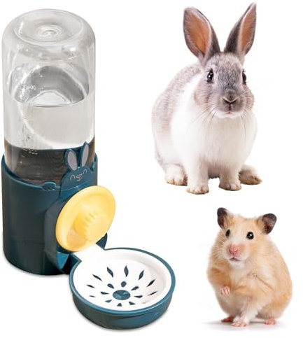 Rabbit Water Bottle, 500ml Guinea Pig Water Bottle Non-Drip Automatic Hamster Water Bottles Rabbit Water Dispenser for Bunny Chinchilla Hedgehog (Dark Blue)